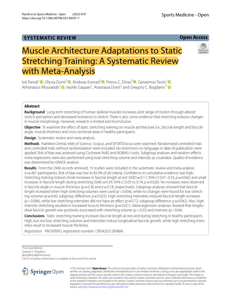 2023 Muscle Architecture Adaptations To Static Stretching Training ...