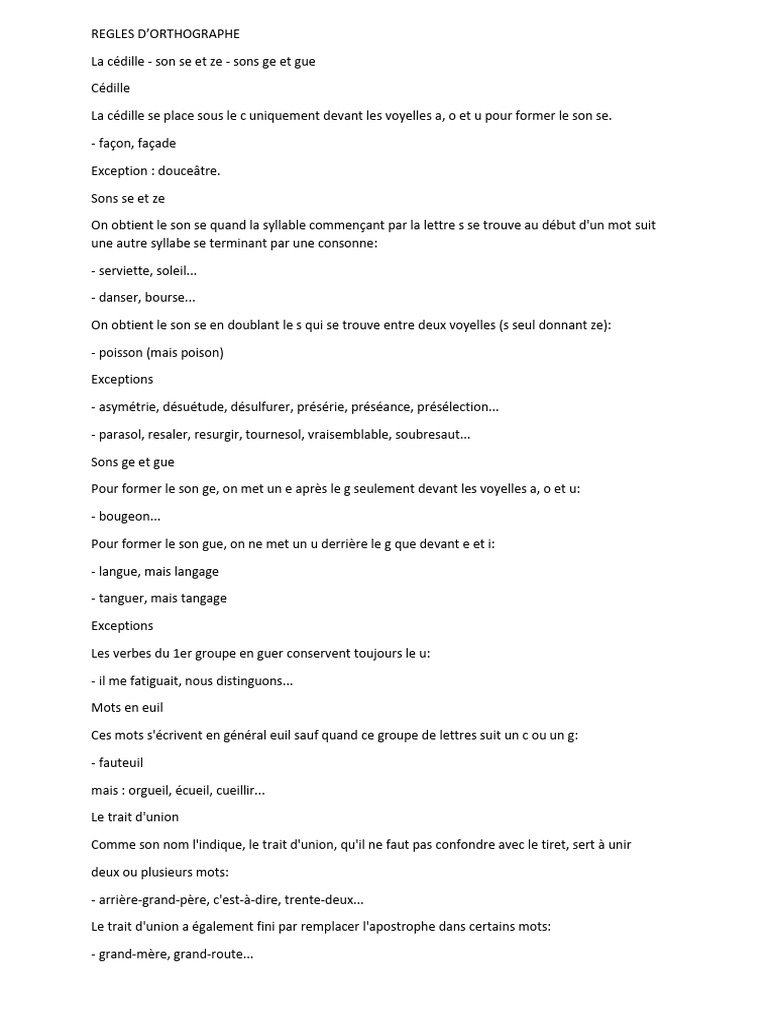 Règles d'orthographe essentielles | PDF | Morphologie linguistique ...