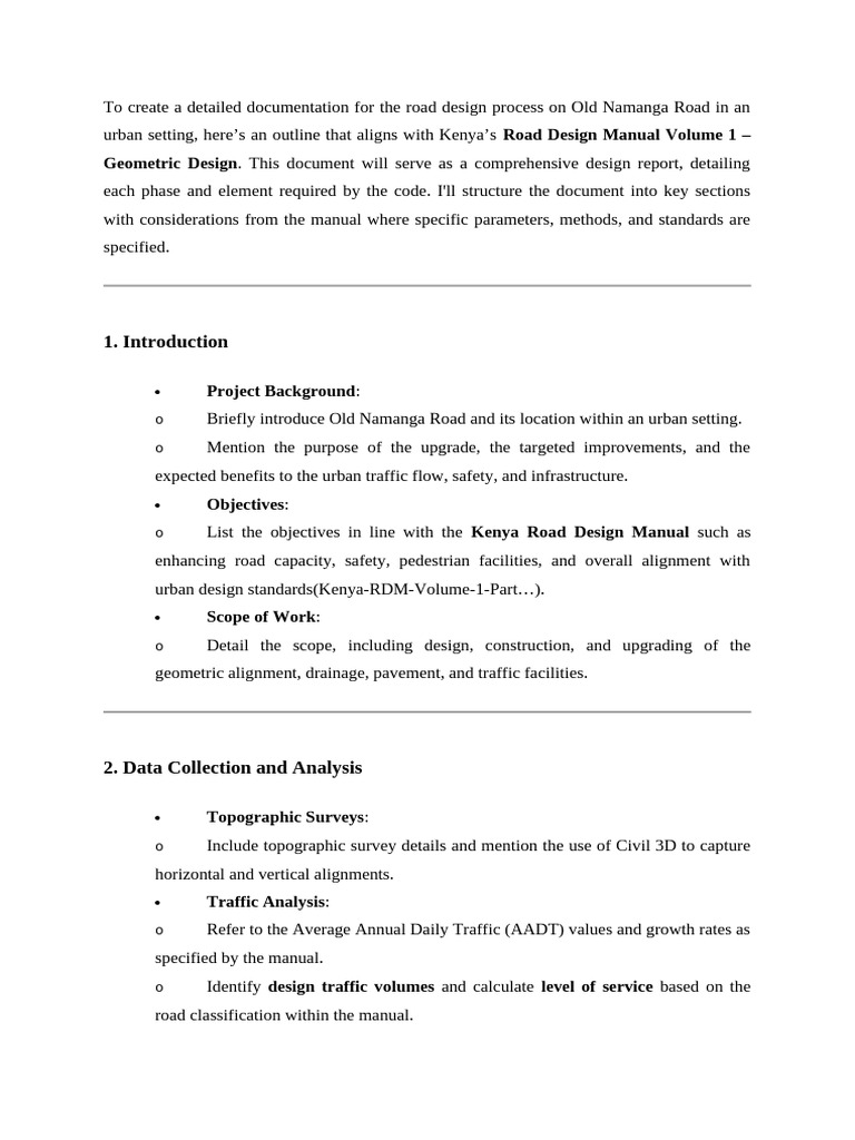 Old Namanga Road Design Documentation | PDF | Road | Land Transport