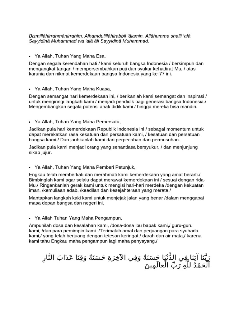 Doa Hari Kemerdekaan Pdf Perjalanan Kajian Bahasa Asing