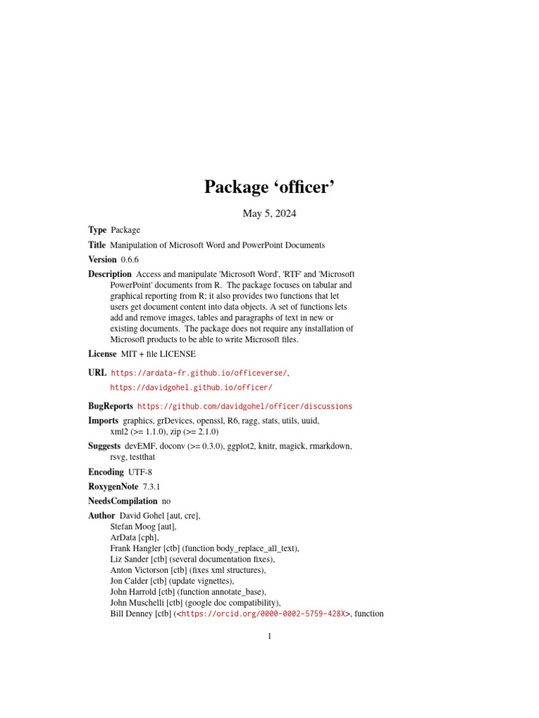 R Officer Package Overview | PDF | Microsoft Power Point | Microsoft Word