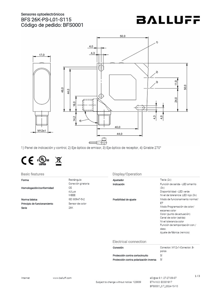 Datasheet BFS0001 123939 | PDF | Diodo emisor de luz | Electricidad