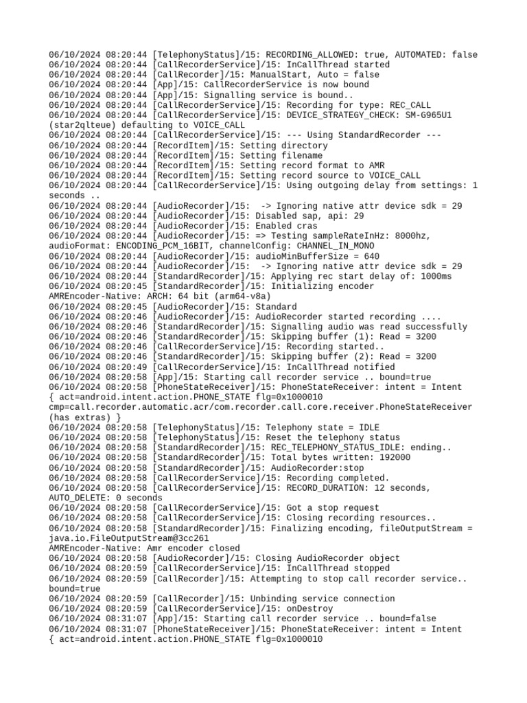 Call Recording Service Log Details | PDF | Computer Science ...