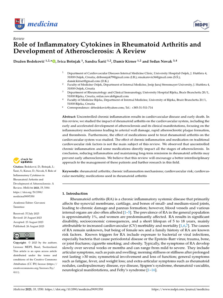 Role of Inflammatory Cytokines in Rheumatoid Arthritis and Development ...