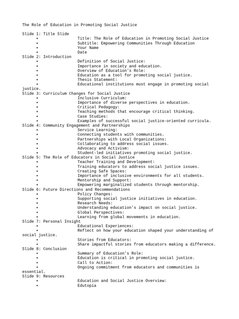 The Role of Education in Promoting Social Justice | PDF | Curriculum ...