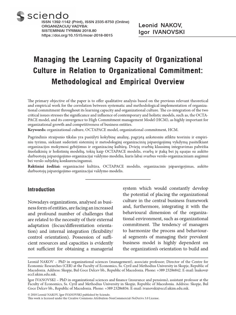 Managing Learning Capacity in Organizations | PDF | Organizational ...