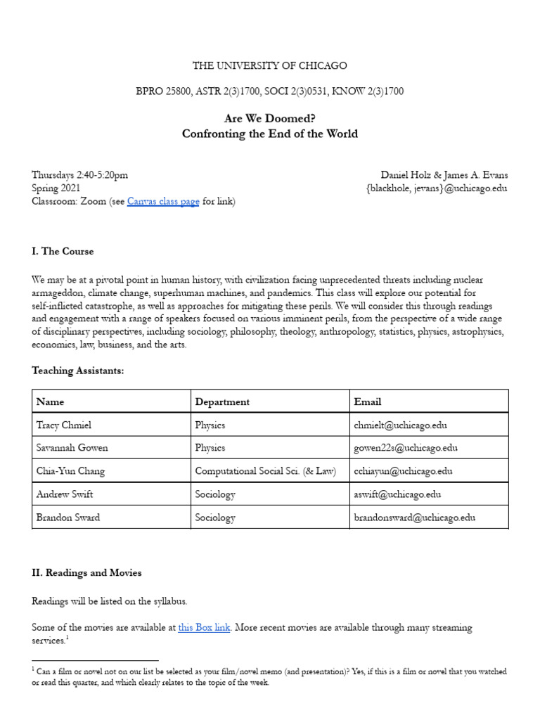 Confronting Existential Threats Course | PDF | Framing (Social Sciences ...