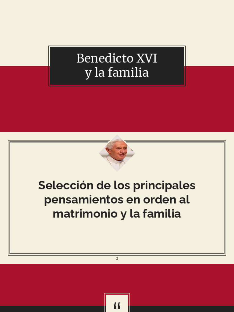 Benedicto XVI y La Familia. OBLIGATORIO | PDF | Papa Benedicto Xvi | Amor