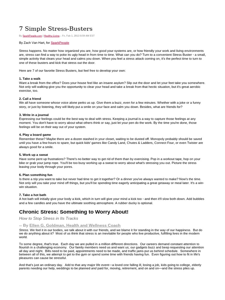 7 Simple Stress | PDF | Adrenocorticotropic Hormone | Cortisol