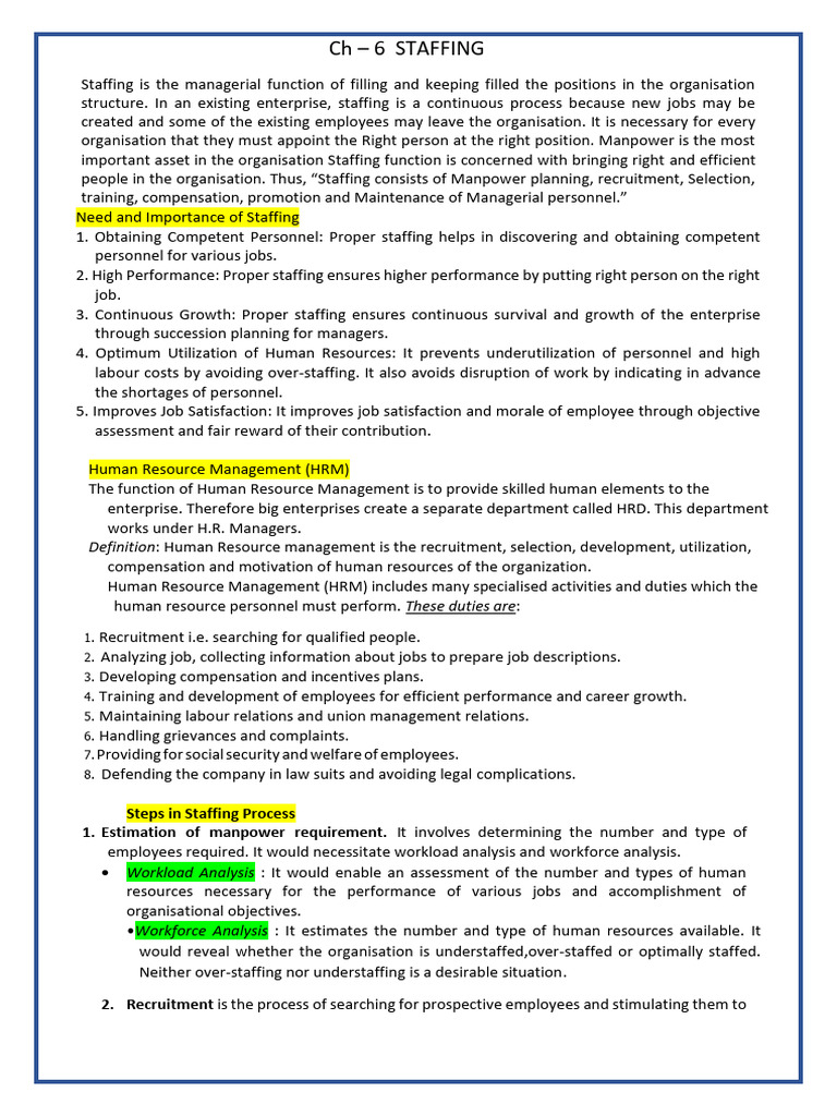 Staffing and HRM Process Overview | PDF | Human Resources | Employment