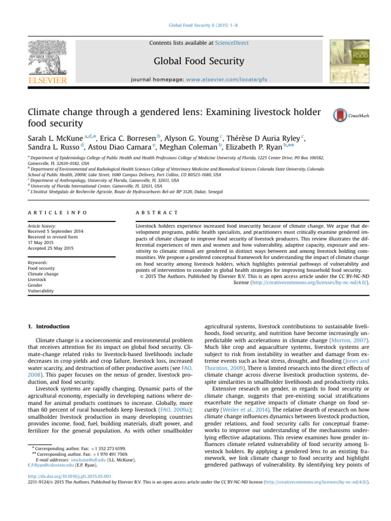 Climate Change Livestock Food Security Gender | PDF | Food Security ...