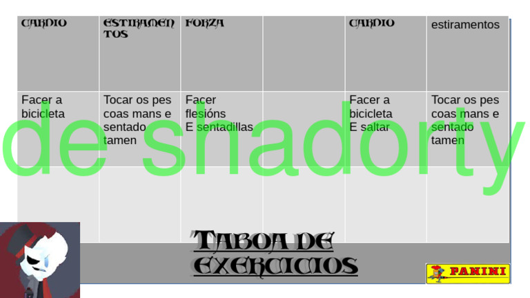Taboa de Exercicios | PDF