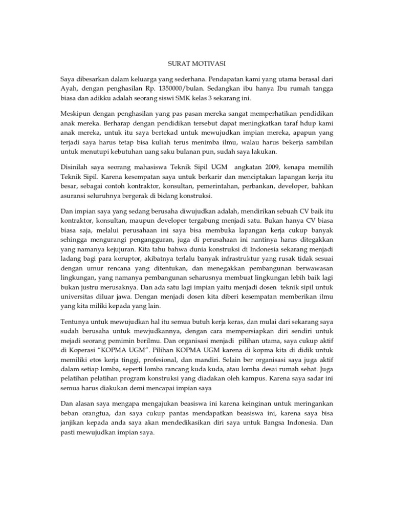 SURAT MOTIVASI
