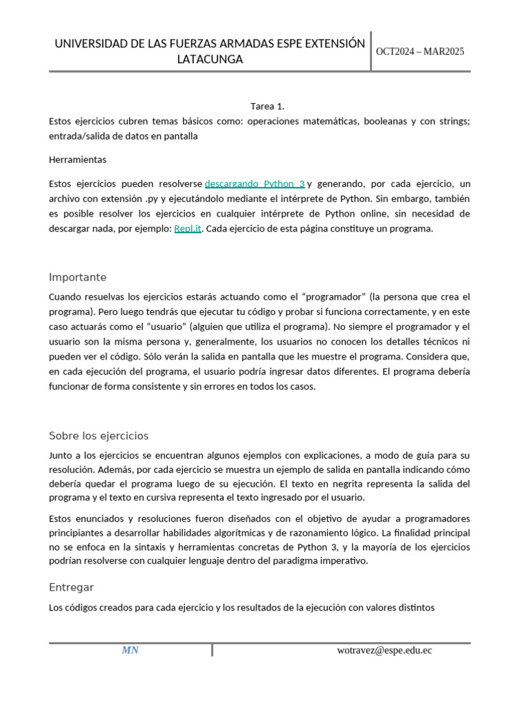 Ejercicios Básicos de Programación en Python | PDF | Programa de ...