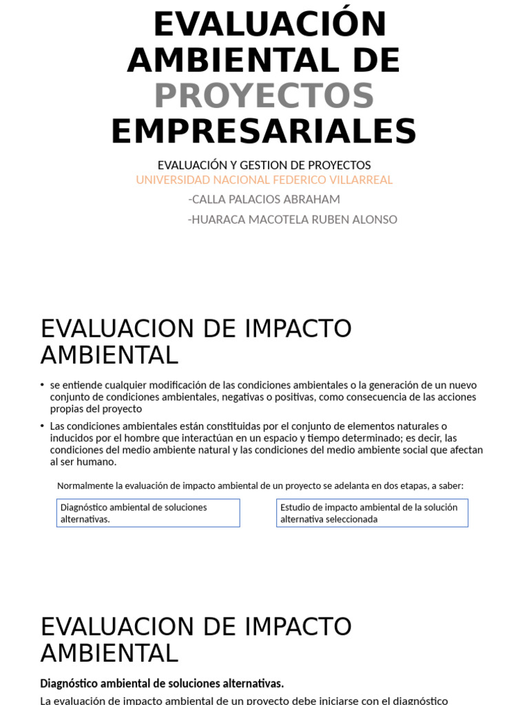 Evaluación Ambiental de Proyectos Empresariales | PDF | Entorno natural ...