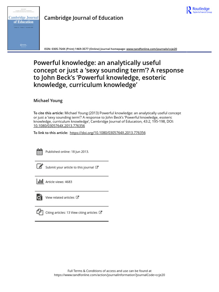 Analyzing Powerful Knowledge in Curriculum | PDF | Knowledge | Epistemology