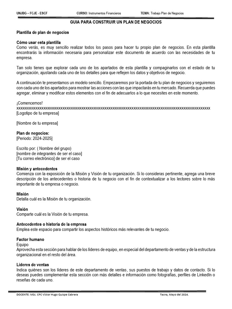 Guía para Crear un Plan de Negocios | PDF | Plan de negocios | Marketing