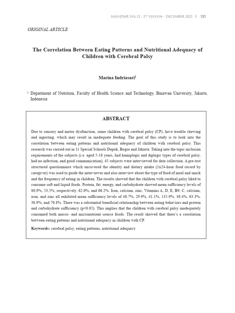 376-Article Text-1204-1-10-20231230 | PDF | Foods | Cerebral Palsy