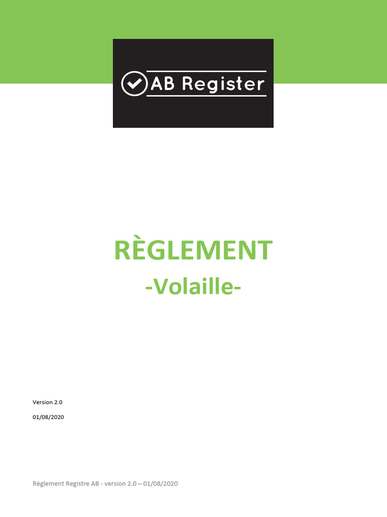 Règlement Registre AB - Version 2.0 | PDF