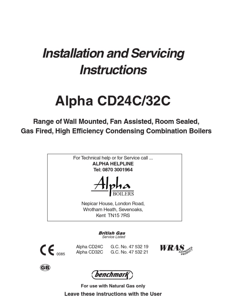 Installation and Servicing Instructions: Alpha CD24C/32C | PDF | Water ...