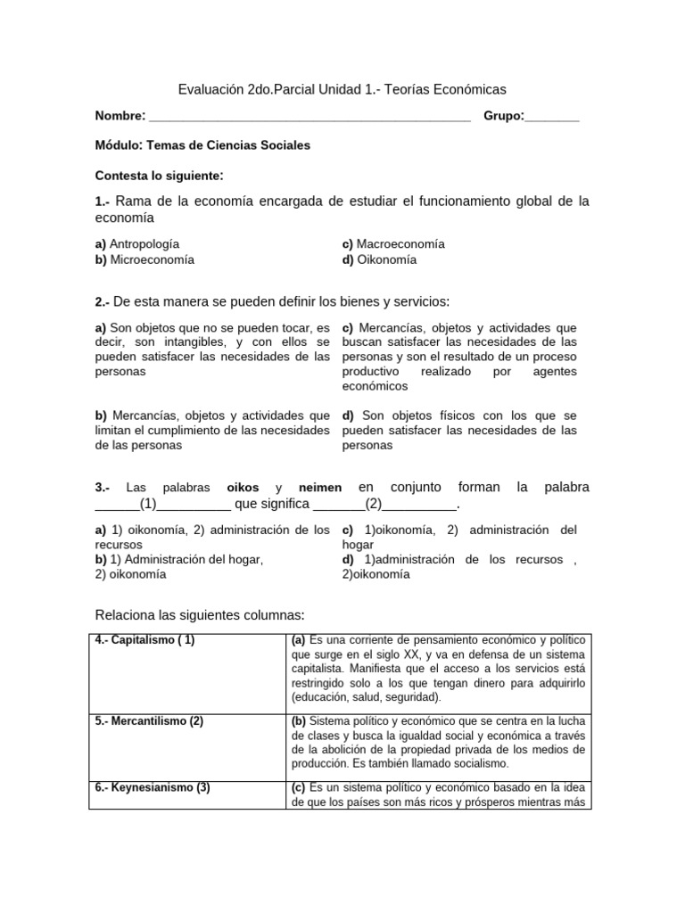 Examen de Ciencias Sociales 2 | PDF | Business | Ciencias económicas