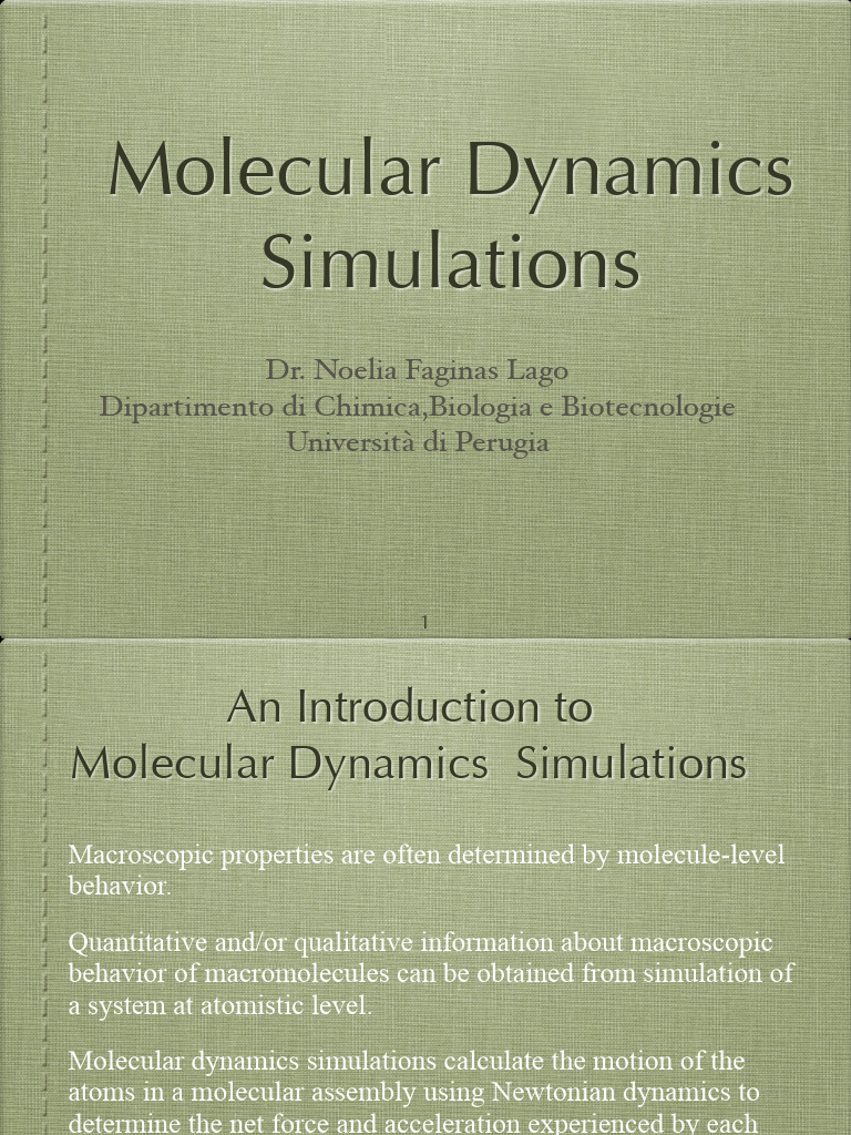Introduction to Molecular Dynamics Simulations | PDF | Molecular ...
