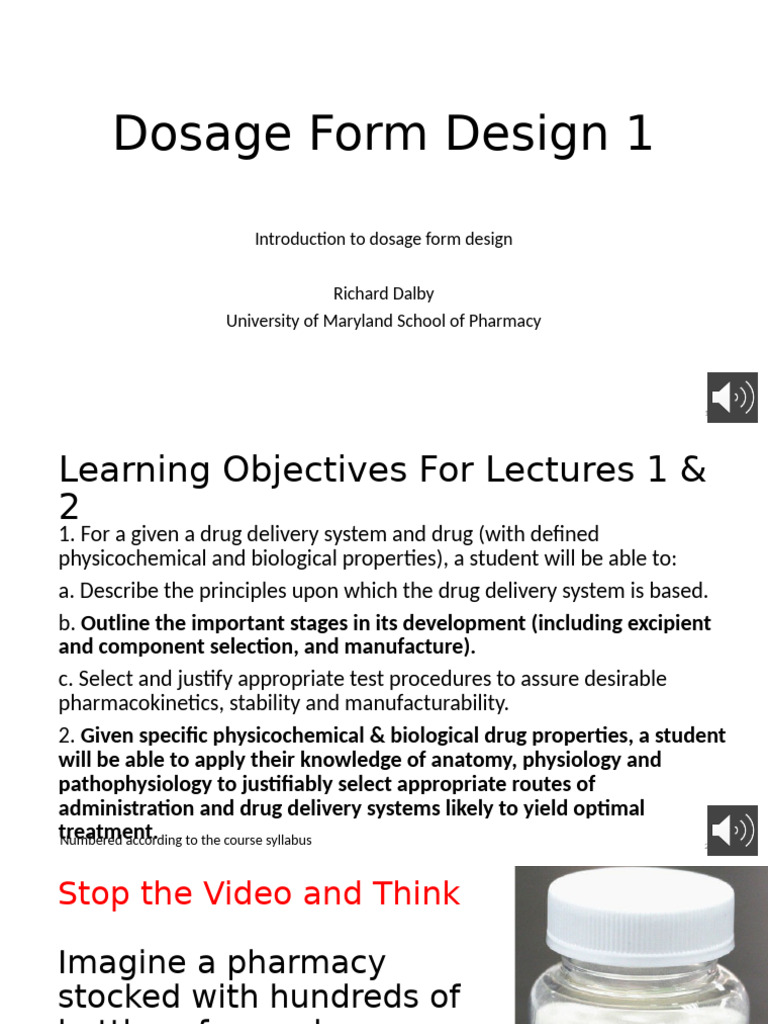 Dosage Form Design Principles Explained | PDF | Naloxone | Phases Of ...