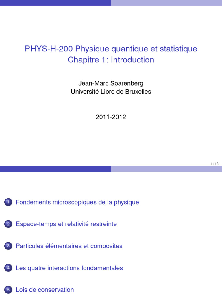 Fondements de la physique quantique et statistique | PDF | Relativité ...
