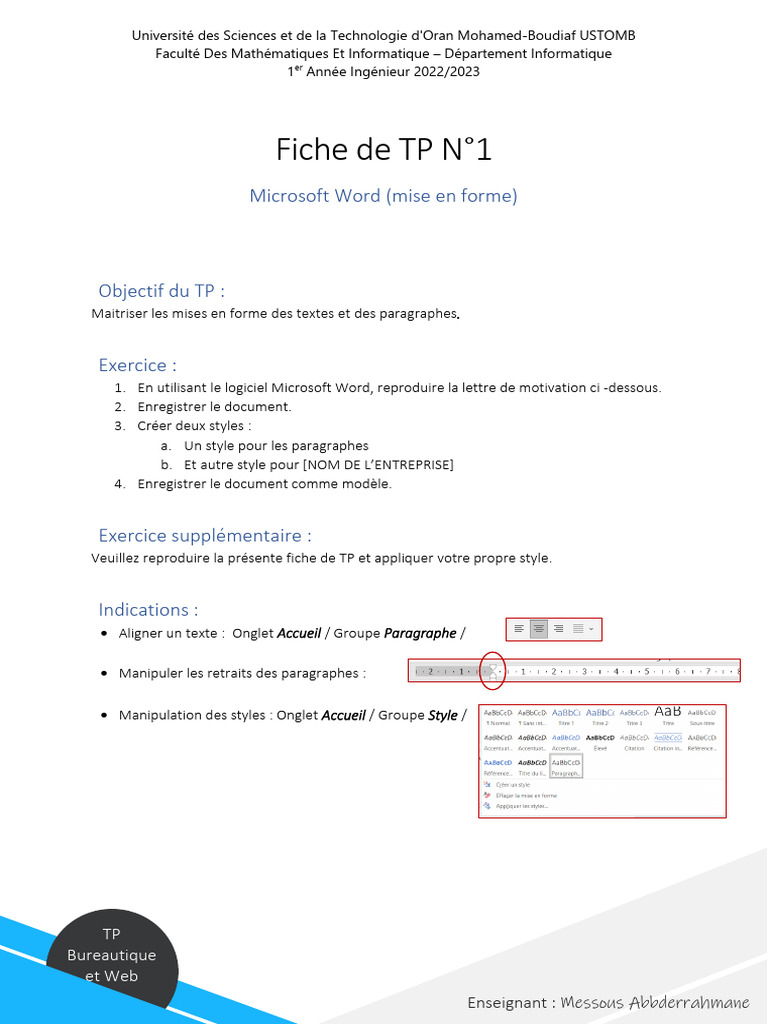 TP Microsoft Word : Mise en Forme Texte | PDF | Informatique ...