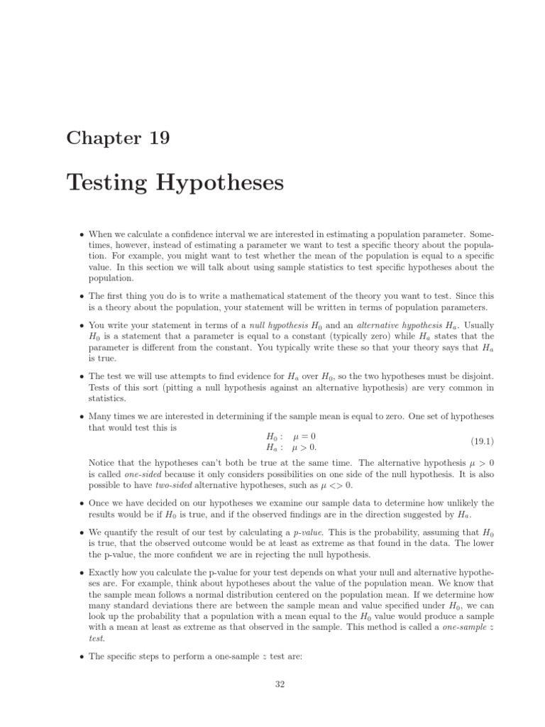 Hypothesis Testing 1 | PDF | P Value | Statistical Hypothesis Testing