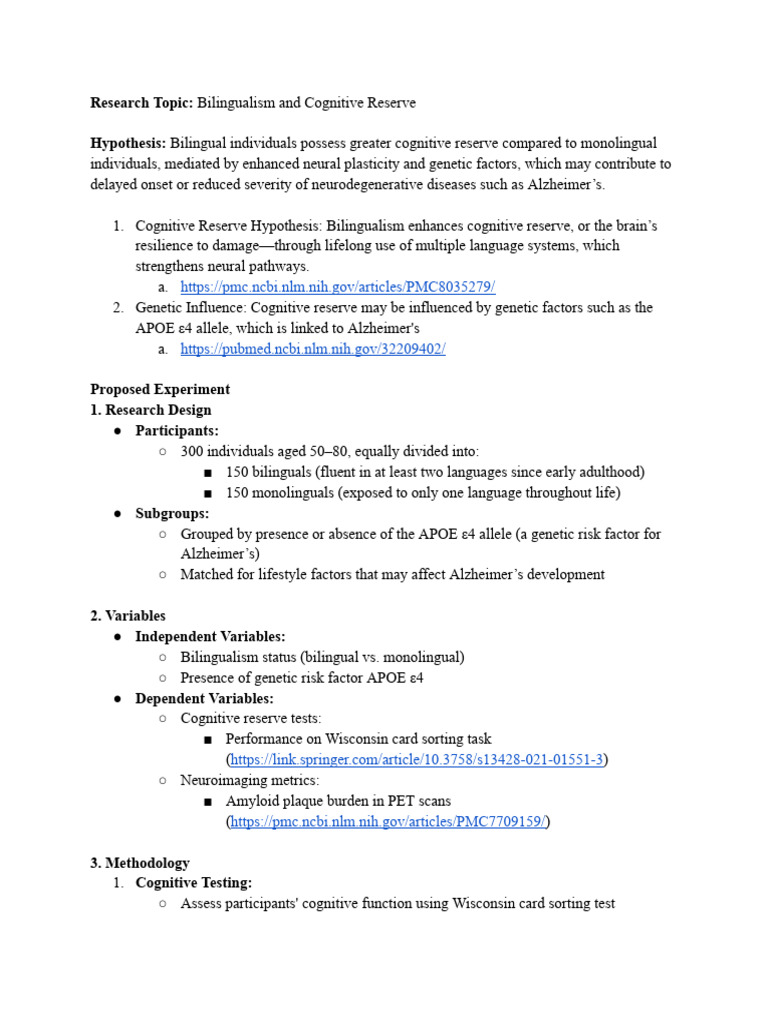 Bilingualism's Impact on Cognitive Reserve | PDF | Alzheimer's Disease ...