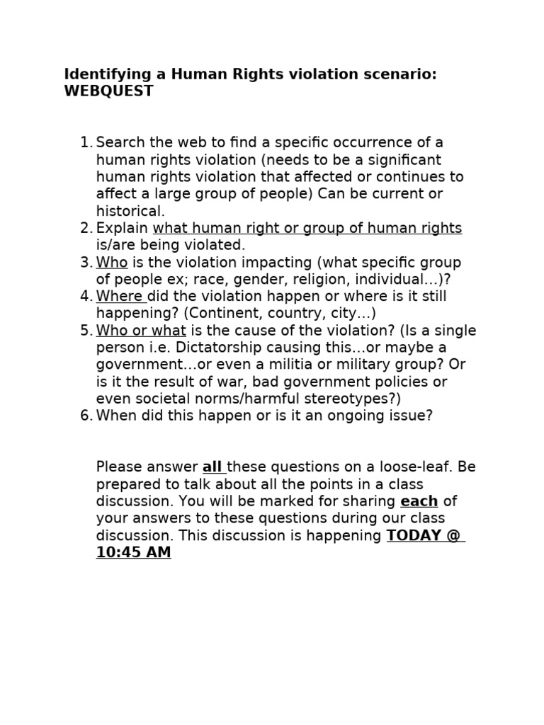 Identifying A Human Rights Violation Scenario | PDF