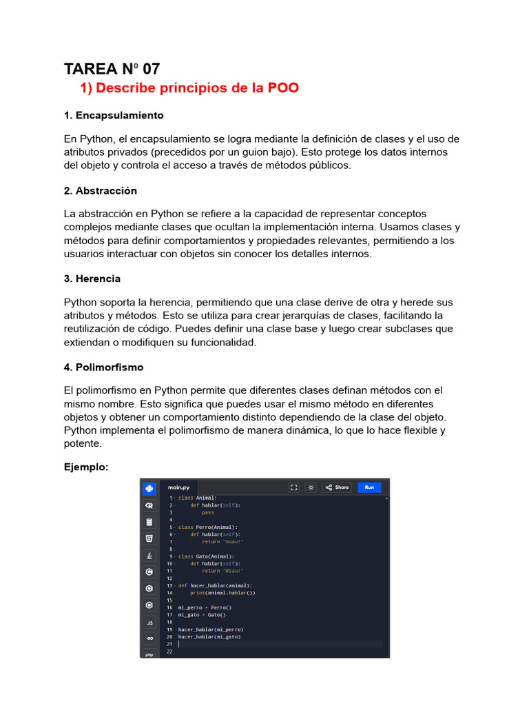 Principios de POO en Python | PDF | Objeto (informática) | Herencia ...