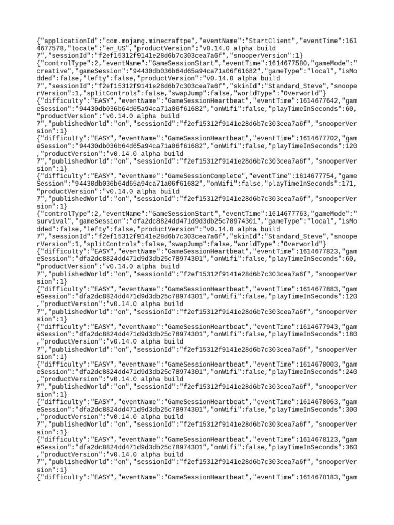 Minecraft Game Session Data Logs | PDF