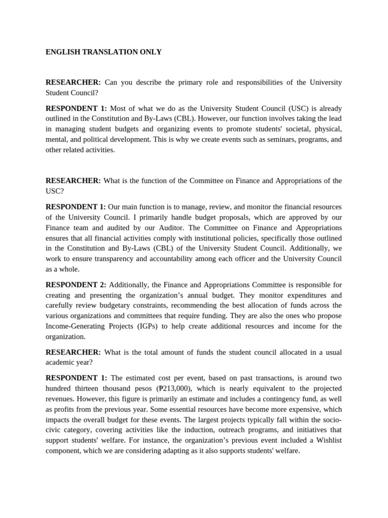 Transcript (English Reconstructed) | PDF | Expense | Budget
