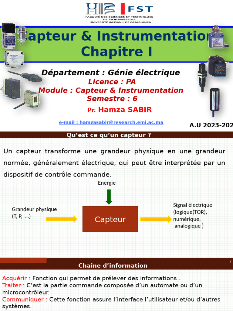 Capteurs et Instrumentation en Génie Électrique | PDF | Thermocouple ...