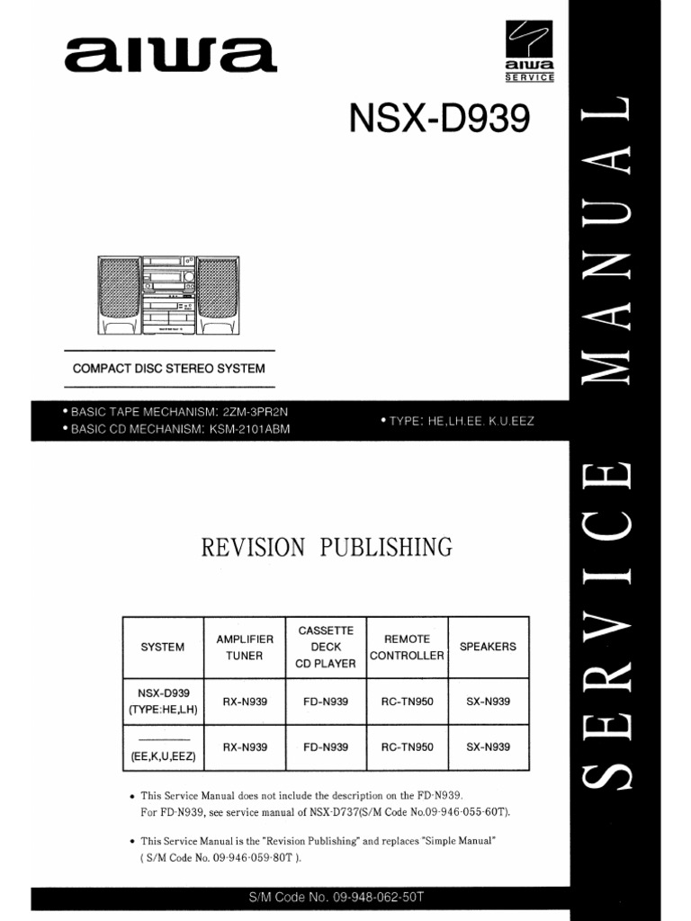 Aiwa NSX D-939 Service Manual | PDF