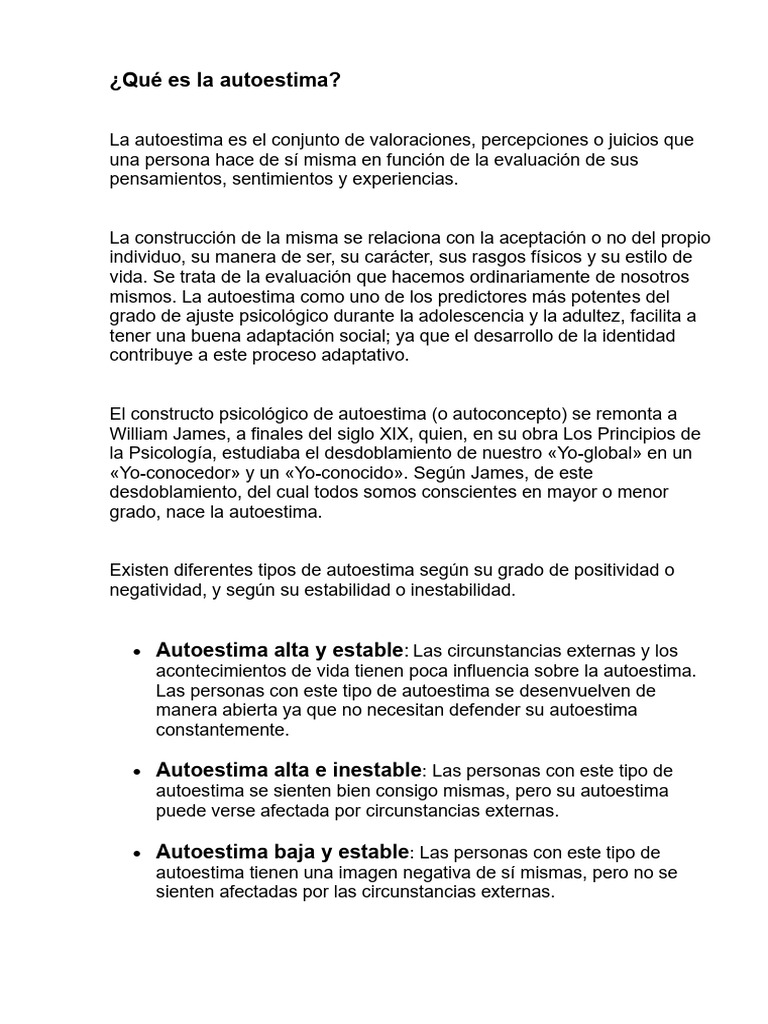 Que Es La Autoestima y Su Impacto en La Vida Estudiantil | PDF ...