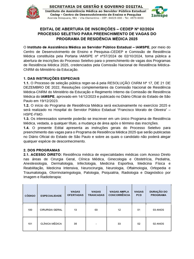 Edital Residência Médica 2025 | PDF | Cheque (banco) | Fundo de pensão