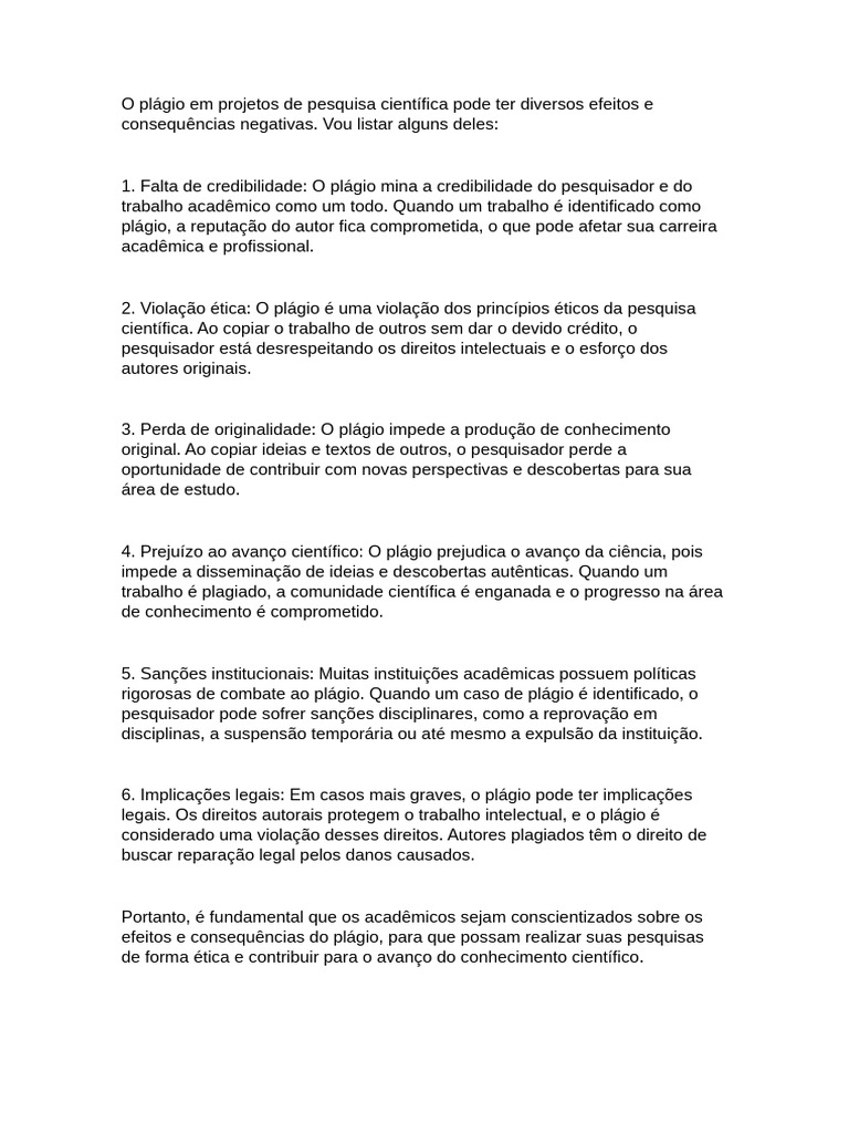 Consequências do Plágio na Pesquisa | PDF | Arte