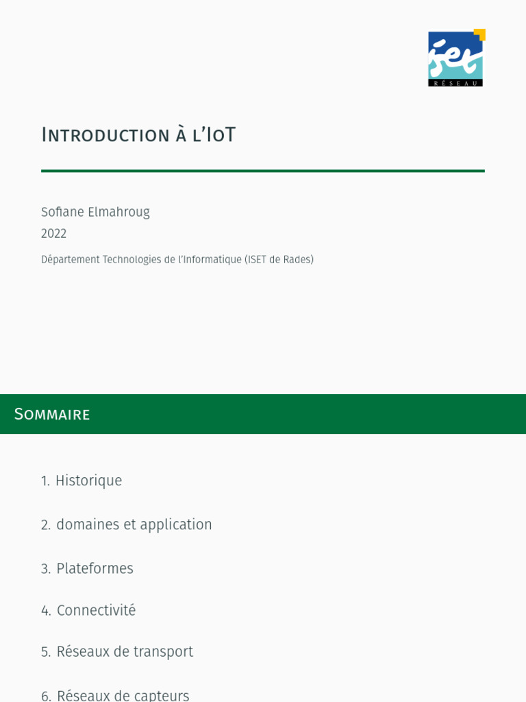Introduction à l'Internet des Objets | PDF | Internet des objets | l ...