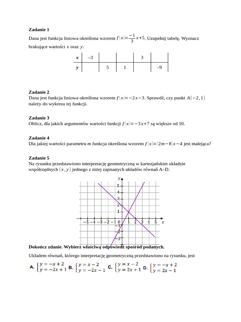 funkcja-liniowa-zadania-pdf
