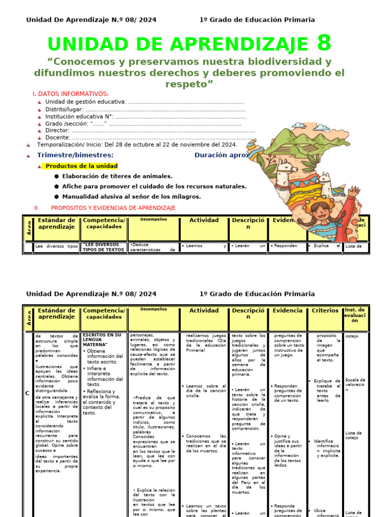 1° Grado Unidad de Aprendizaje 8 Noviembre 2024 | PDF | Geometría ...