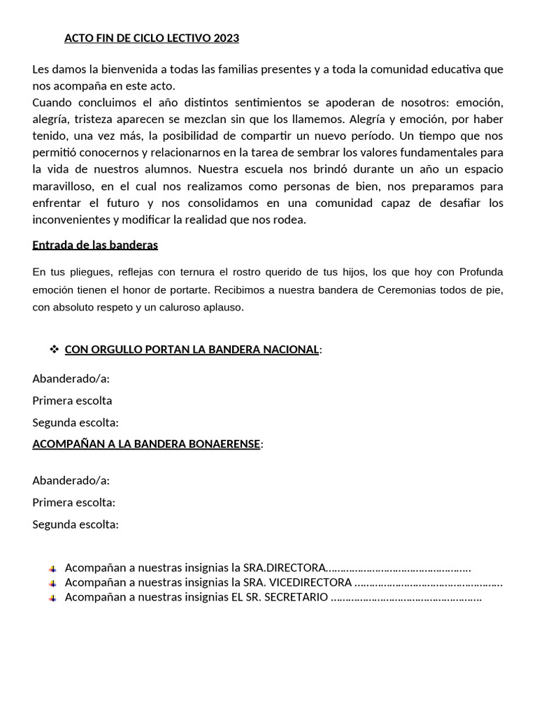 Acto de Cierre Ciclo Lectivo 2023 | PDF | Artes del Lenguaje y ...