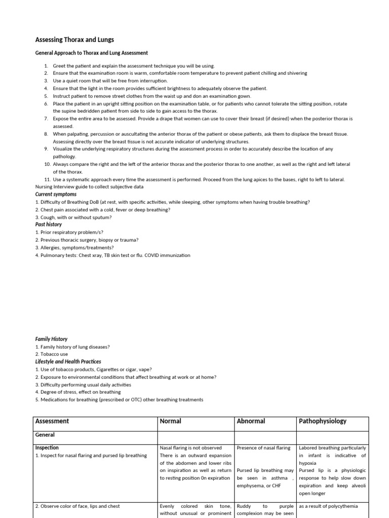 Assessing Thorax and Lungs Students | PDF | Thorax | Lung