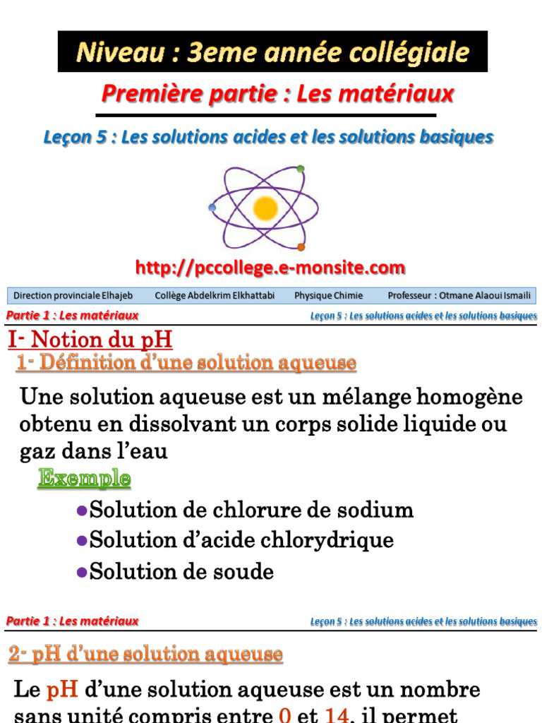 Solutions acides et pH des liquides | PDF | Ph | Acide