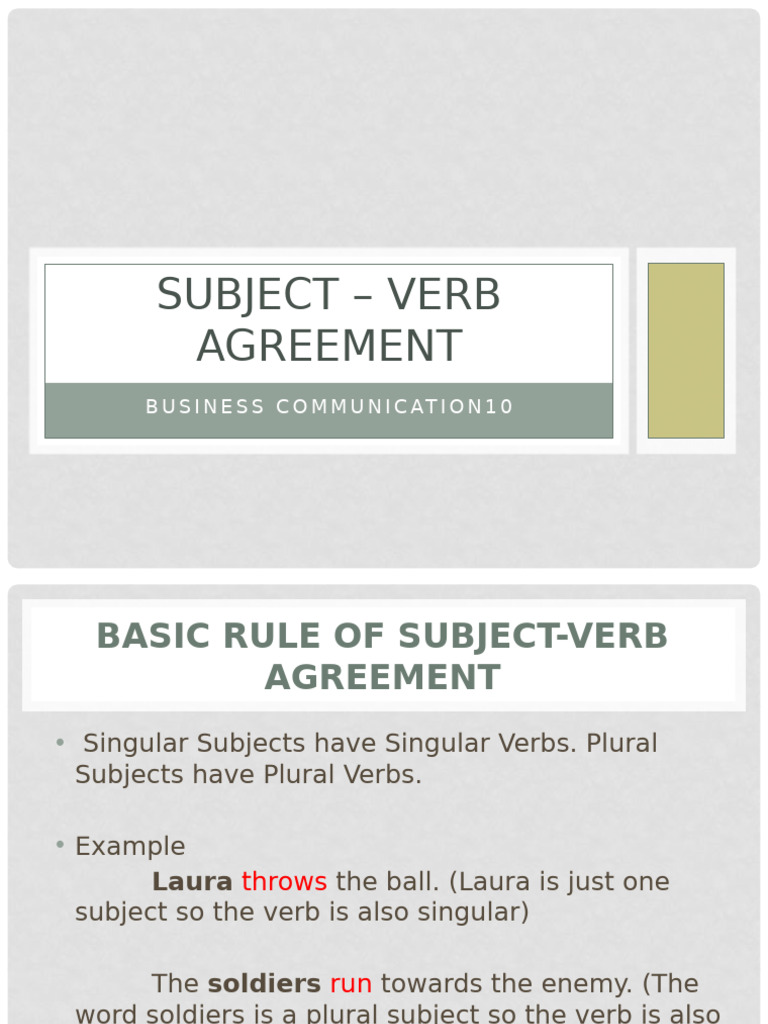Subject - Verb Agreement | PDF | Grammatical Number | Plural