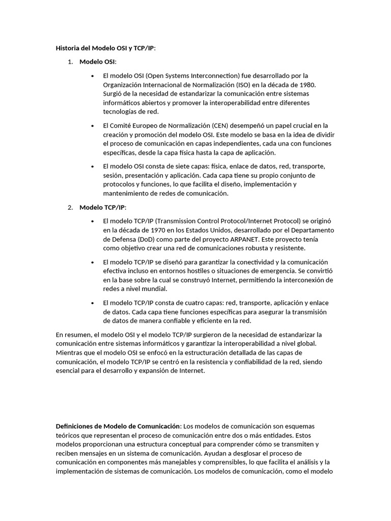 Modelo Osi | PDF | Conjunto de protocolos de internet | Red de computadoras