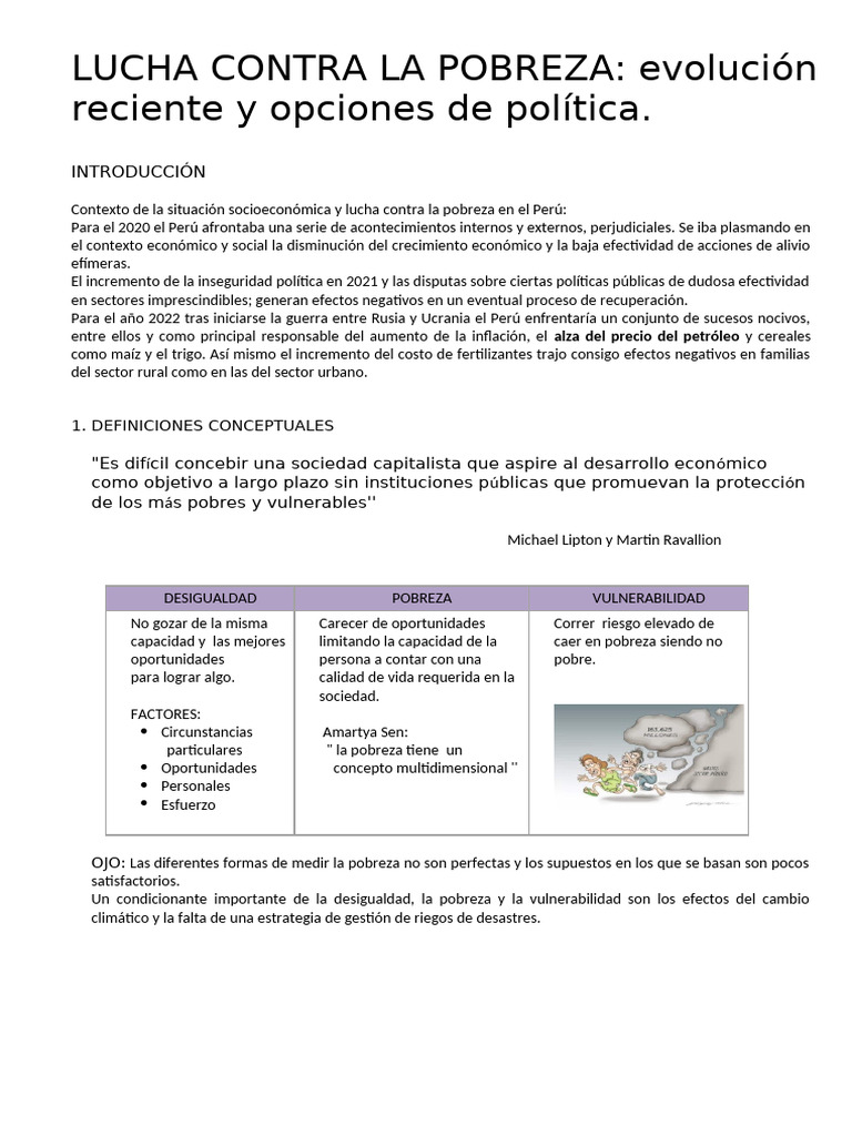 Resumen Lucha Contra La Pobreza | PDF | Pobreza | Pobreza e indigencia