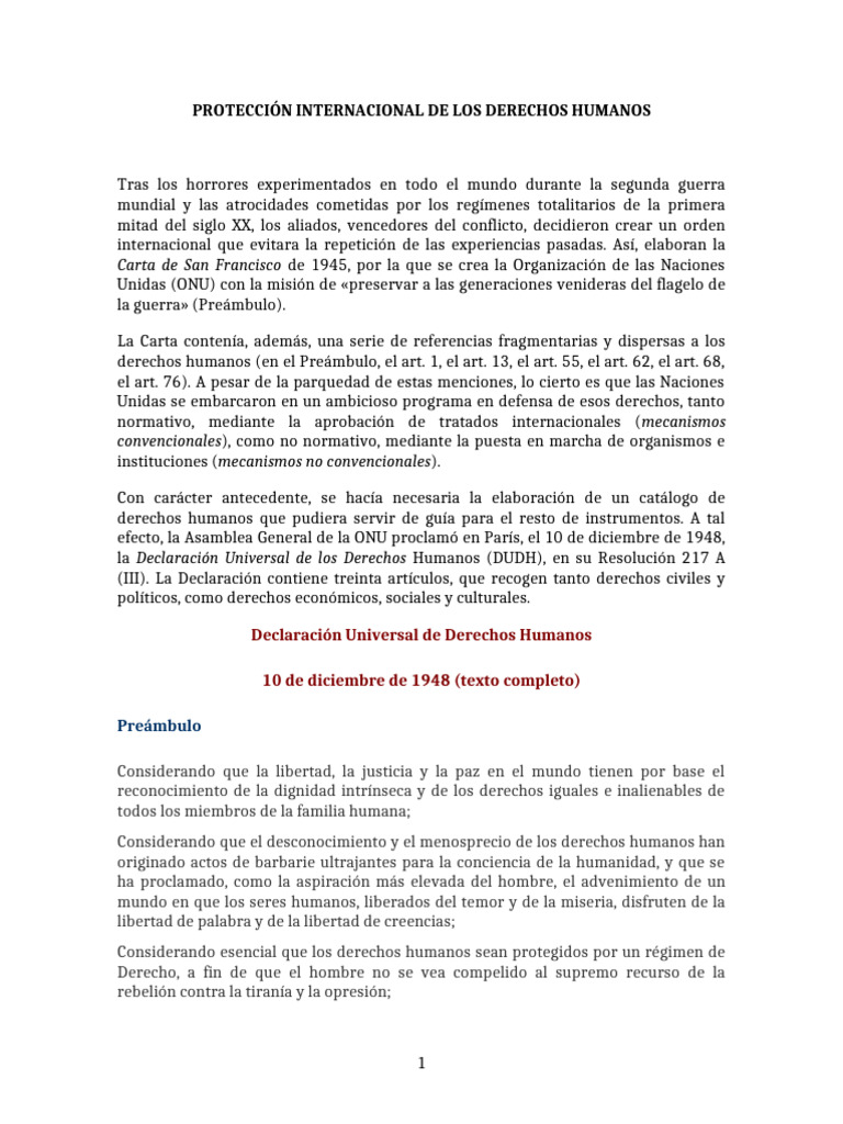 Derechos Humanos: ONU y DUDH 1948 | PDF | Convenio europeo de derechos ...